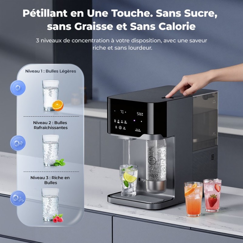 Hydrofast C300 RO Purificateur d'eau de comptoir, distributeur d'eau glacée et pétillante, filtration en 6 étapes