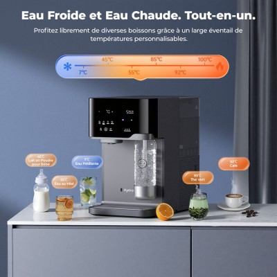 Hydrofast C300 RO Purificateur d'eau de comptoir, distributeur d'eau glacée et pétillante, filtration en 6 étapes