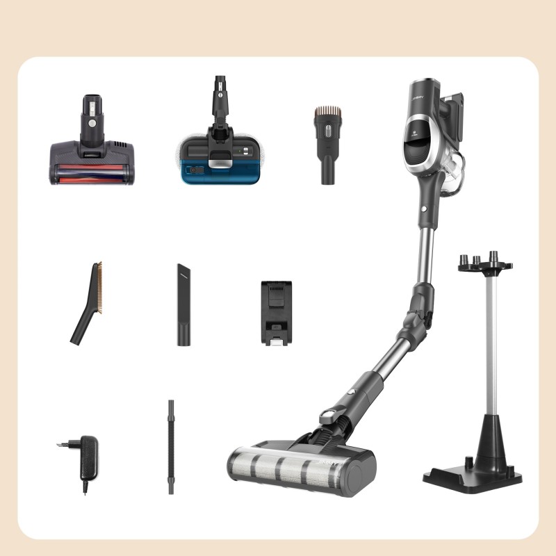 JIMMY JV9 Pro Aqua Aspirateur sans fil, puissance d'aspiration de 160 AW, autonomie jusqu'à 65 minutes
