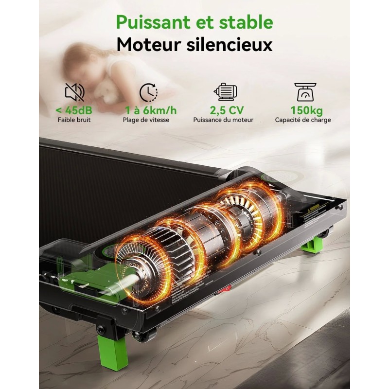 Akluer 480L-A Tapis de marche de bureau ajustable–Performance & confort