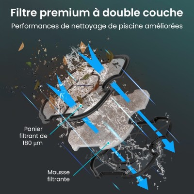 WYBOT A1 Robot aspirateur de piscine sans fil  double filtre  autonomie de 120 minutes  charge rapide en 2,5 heures  pour piscin