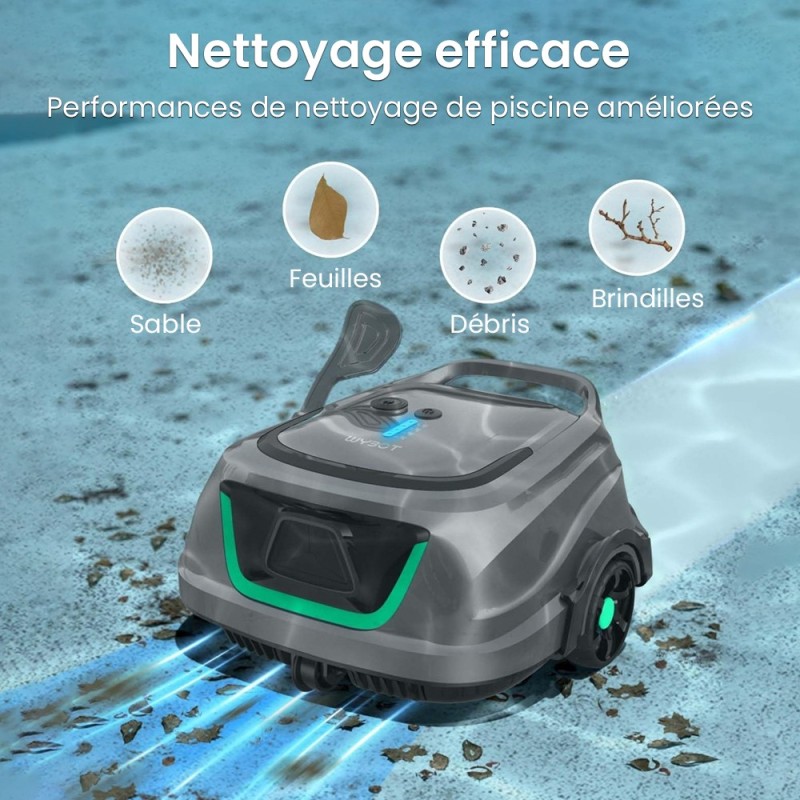 WYBOT A1 Robot aspirateur de piscine sans fil  double filtre  autonomie de 120 minutes  charge rapide en 2,5 heures  pour piscin