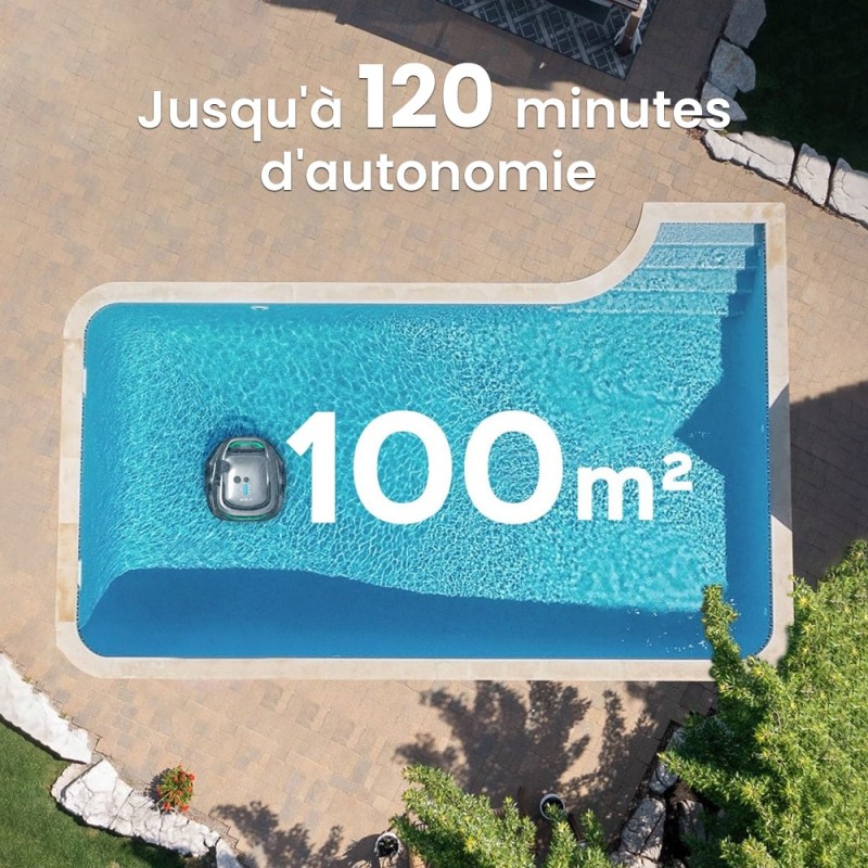 WYBOT A1 Robot aspirateur de piscine sans fil  double filtre  autonomie de 120 minutes  charge rapide en 2,5 heures  pour piscin