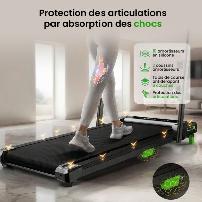 Akluer 480L-B Tapis de Marche Incliné Pliable avec Poignée, Moteur 2.5HP Silencieux, Écran LED, 150kg