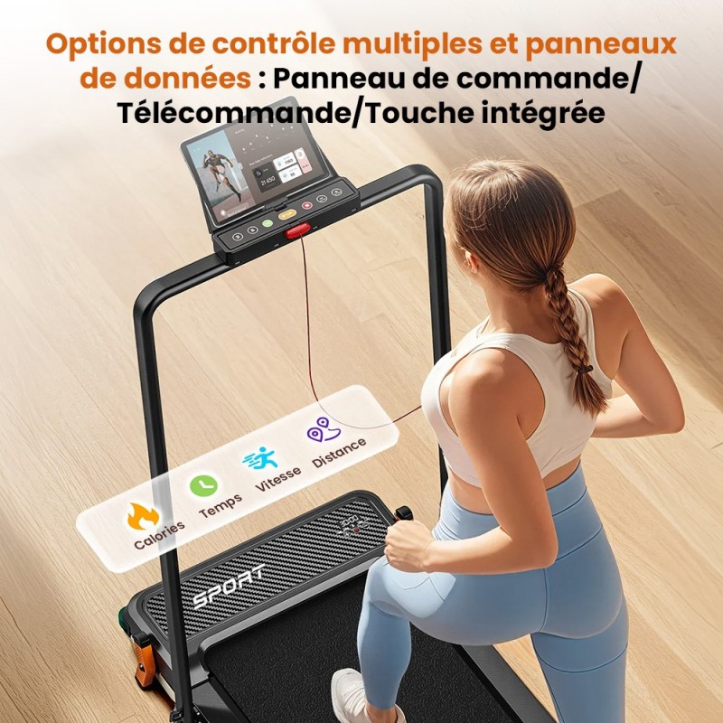 Akluer 520A-B Tapis roulant pliable 2-en-1 – Marche/course, masseur de pieds, moteur 2,5 CV silencieux, 4-6,2 MPH