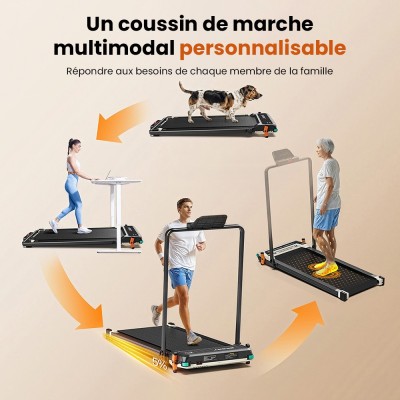 Akluer 520A-B Tapis roulant pliable 2-en-1 – Marche/course, masseur de pieds, moteur 2,5 CV silencieux, 4-6,2 MPH