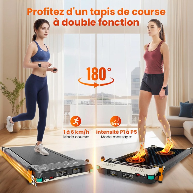 Akluer 520A-A Tapis de Marche Sous Bureau | Tapis Roulant Pliable Silencieux 150 kg