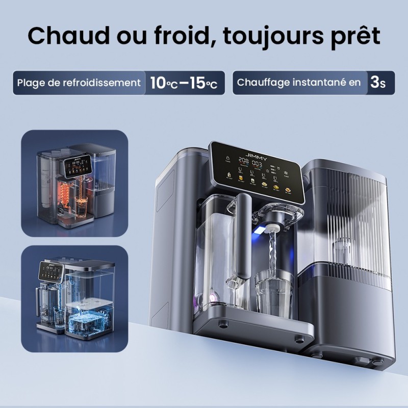 JIMMY R9 PRO – Purificateur d’eau de comptoir par osmose inverse (RO) 7 étapes, UV, eau chaude et froide