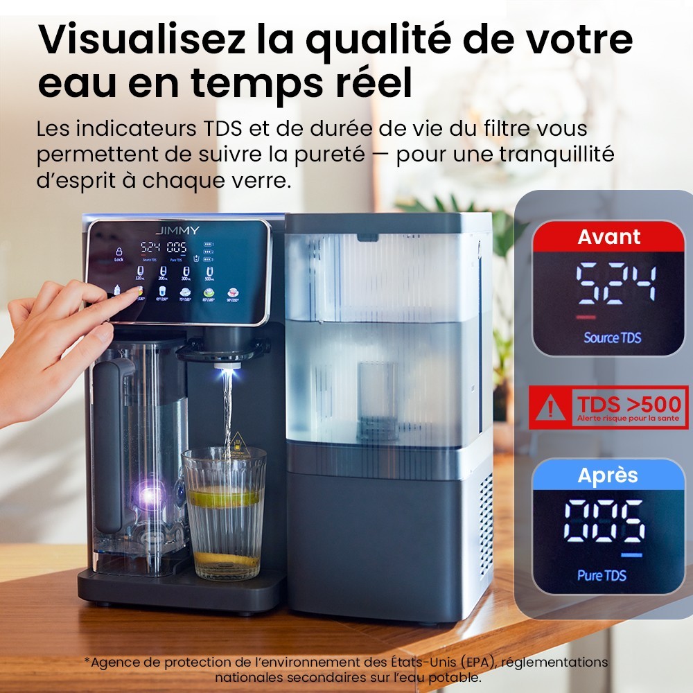 Purificateur Jimmy Purificateur d'eau R9 à osmose inverse chauffage instantané en 3 secondes 7 réglages de température