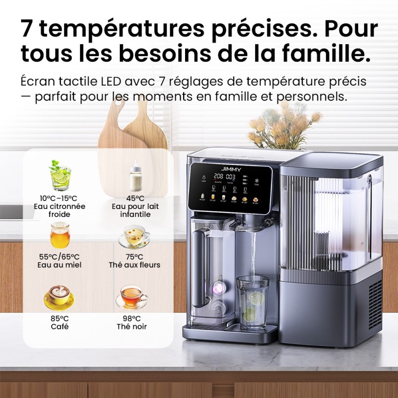 JIMMY R9 PRO – Purificateur d’eau de comptoir par osmose inverse (RO) 7 étapes, UV, eau chaude et froide