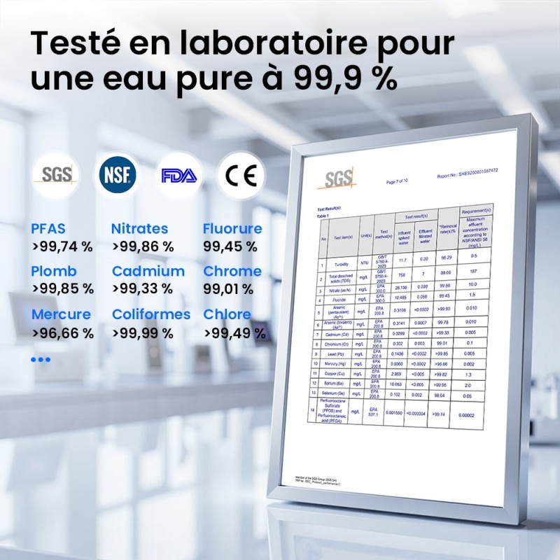 JIMMY R9 PRO – Purificateur d’eau de comptoir par osmose inverse (RO) 7 étapes, UV, eau chaude et froide