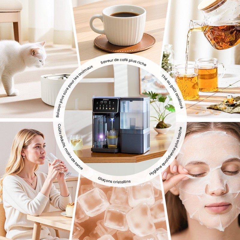 JIMMY R9 PRO – Purificateur d’eau de comptoir par osmose inverse (RO) 7 étapes, UV, eau chaude et froide