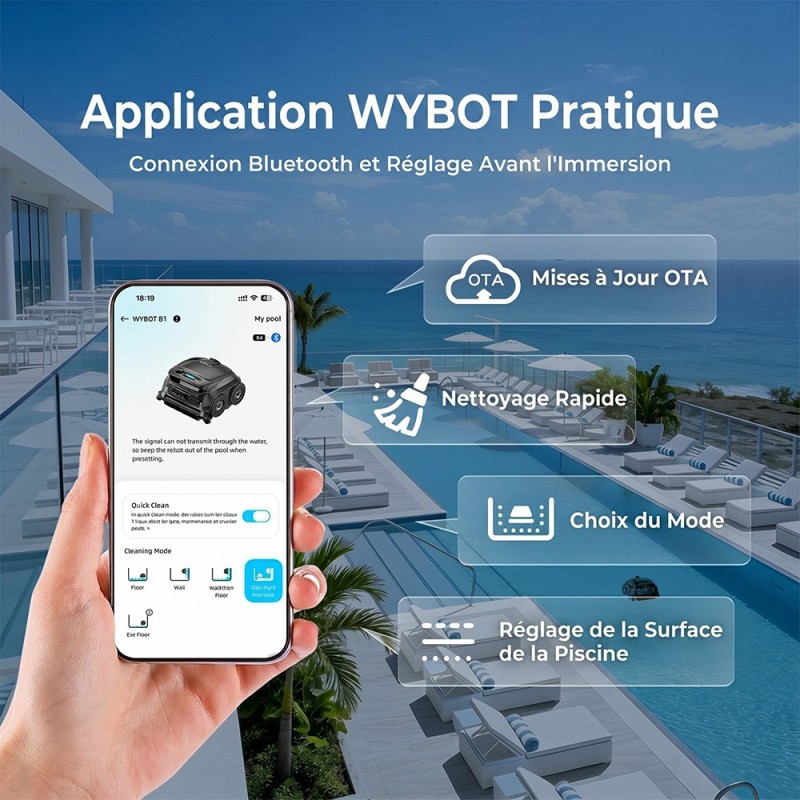 WYBOT B1 Robot de Piscine Sans Fil Connecté