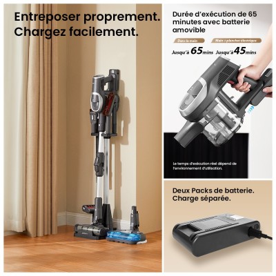 JIMMY JV9 Pro Aqua Aspirateur sans fil, puissance d'aspiration de 160 AW, autonomie jusqu'à 65 minutes