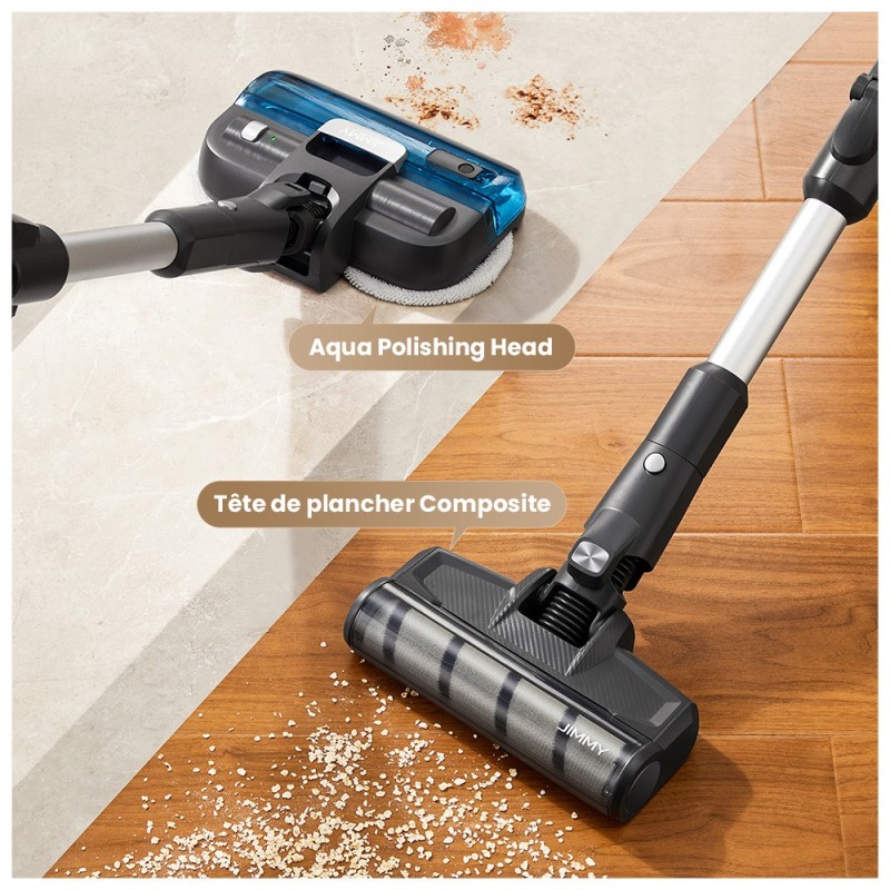 JIMMY JV9 Pro Aqua Aspirateur sans fil, puissance d'aspiration de 160 AW, autonomie jusqu'à 65 minutes