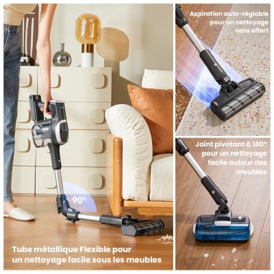JIMMY JV9 Pro Aqua Aspirateur sans fil, puissance d'aspiration de 160 AW, autonomie jusqu'à 65 minutes