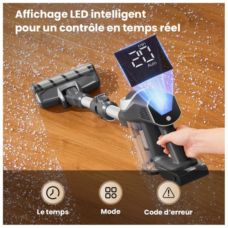 JIMMY JV9 Pro Aqua Aspirateur sans fil, puissance d'aspiration de 160 AW, autonomie jusqu'à 65 minutes