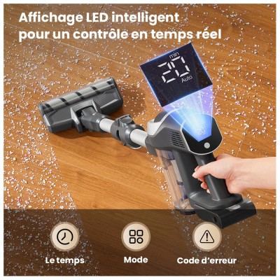JIMMY JV9 Pro Aqua Aspirateur sans fil, puissance d'aspiration de 160 AW, autonomie jusqu'à 65 minutes
