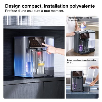 JIMMY R9 Purificateur d'eau par osmose inverse de comptoir purification en 7 étapes avec reminéralisation et stérilisation UV