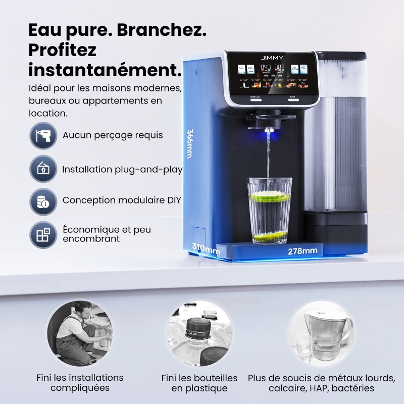JIMMY Matrix M9 Pro Purificateur d'eau par osmose inverse de comptoir