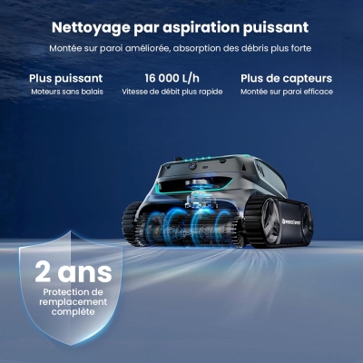 WYBOT S2 Vision Robot Nettoyeur de Piscine IA | Jusqu'à 300 m²