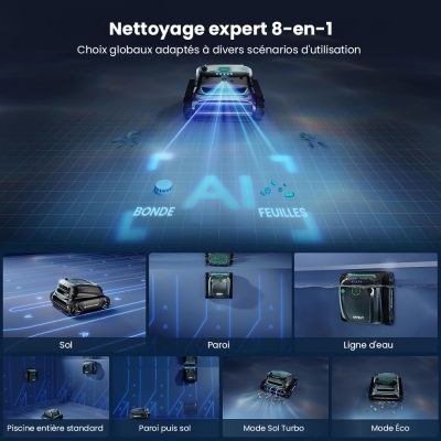WYBOT S2 Vision Robot Nettoyeur de Piscine IA | Jusqu'à 300 m²