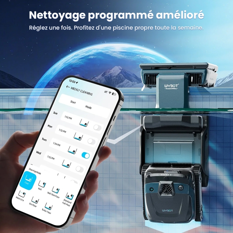 WYBOT S3 Robot de Piscine Sans Fil avec Vision IA & Vidage Auto