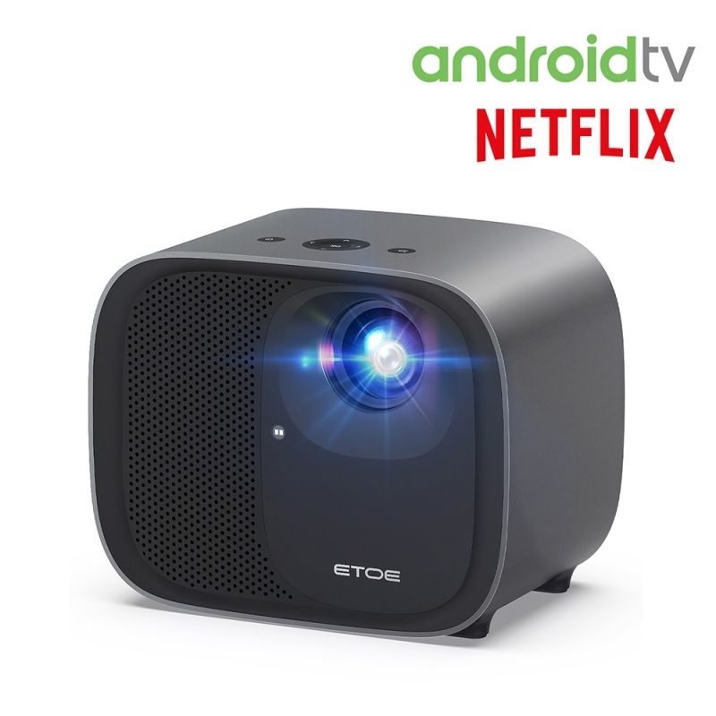 ETOE E3 Pro Vidéoprojecteur 1080P avec Google TV, 600 ANSI Lumens, Auto Focus, Projecteur Home Cinéma Portable