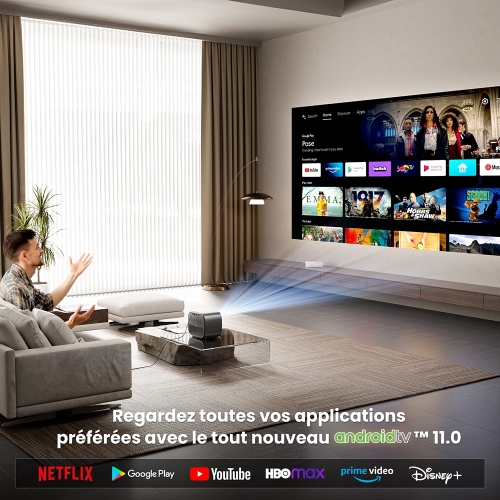 ETOE E3 Pro Vidéoprojecteur 1080P avec Google TV, 600 ANSI Lumens, Auto Focus, Projecteur Home Cinéma Portable