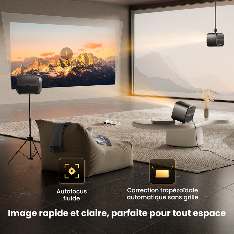 ETOE E3 Pro Vidéoprojecteur 1080P avec Google TV, 600 ANSI Lumens, Auto Focus, Projecteur Home Cinéma Portable