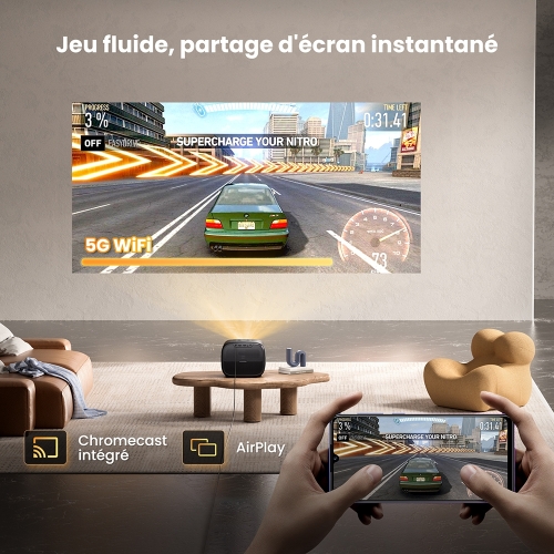 ETOE E3 Pro Vidéoprojecteur 1080P avec Google TV, 600 ANSI Lumens, Auto Focus, Projecteur Home Cinéma Portable
