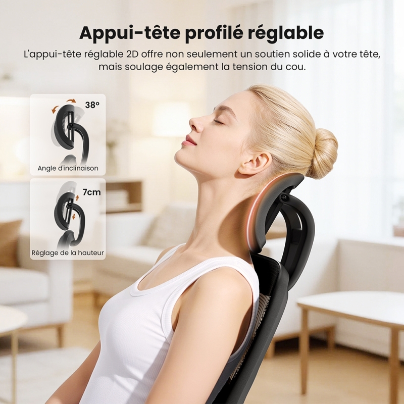 Chaise de Bureau Ergonomique ACGAM CG-5345M | Maille Respirante + Repose-pieds