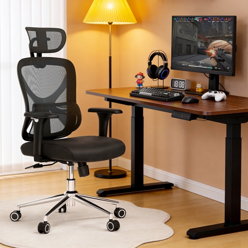Chaise de Bureau Ergonomique ACGAM CG-5345M | Maille Respirante + Repose-pieds