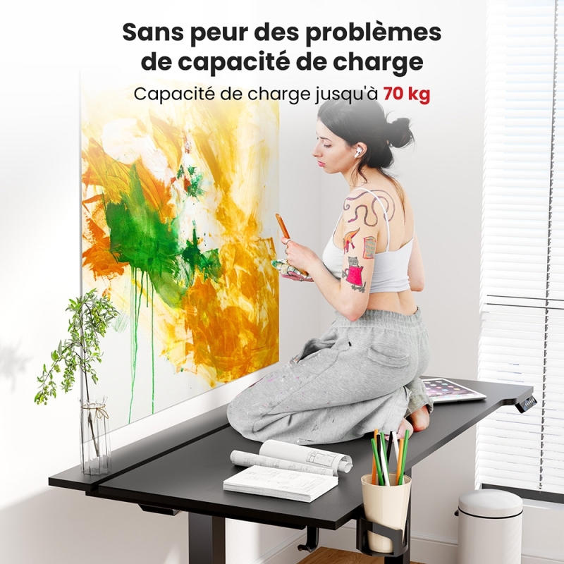 Bureau Assis-Debout Électrique ACGAM JSD5-A1-02 140 cm – Bureau Réglable en Hauteur avec LED et Mémoire