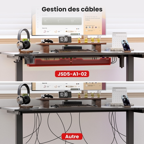 Bureau Assis-Debout Électrique ACGAM JSD5-A1-02 140 cm – Bureau Réglable en Hauteur avec LED et Mémoire