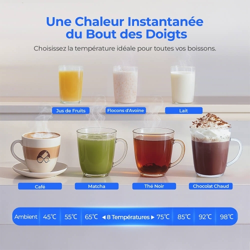 Hydrofast W100 Purificateur d'eau pour comptoir – 8 températures, filtration 6 étapes RO + UV, réservoir 4 L