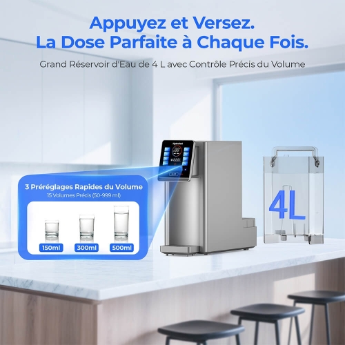 Hydrofast W100 Purificateur d'eau pour comptoir – 8 températures, filtration 6 étapes RO + UV, réservoir 4 L