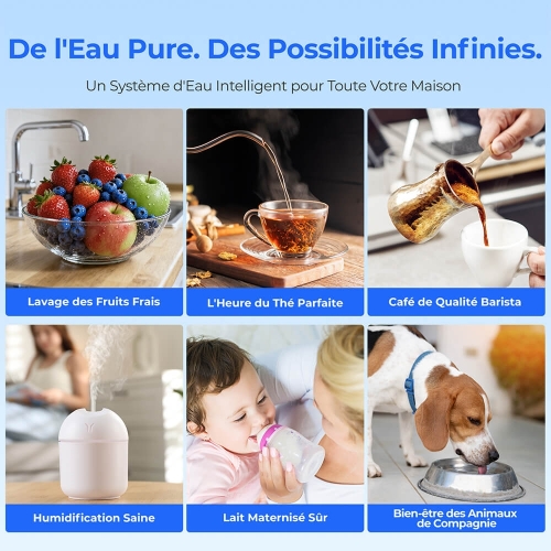 Hydrofast W100 Purificateur d'eau pour comptoir – 8 températures, filtration 6 étapes RO + UV, réservoir 4 L