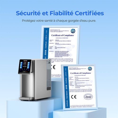 Hydrofast W100 Purificateur d'eau pour comptoir – 8 températures, filtration 6 étapes RO + UV, réservoir 4 L