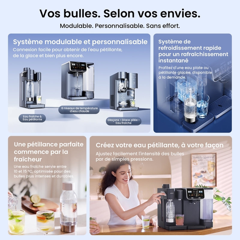 JIMMY Matrix S9 Machine À Eau Gazeuse Froide,100W,0,5 L x 2 Bouteille d'eau Gazeuse  Capacité,Compatible Matrix M9 Pro-Gris