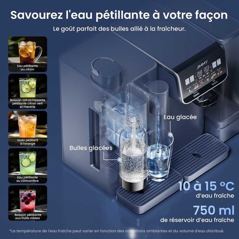 JIMMY Matrix S9 Machine À Eau Gazeuse Froide,100W,0,5 L x 2 Bouteille d'eau Gazeuse  Capacité,Compatible Matrix M9 Pro-Gris