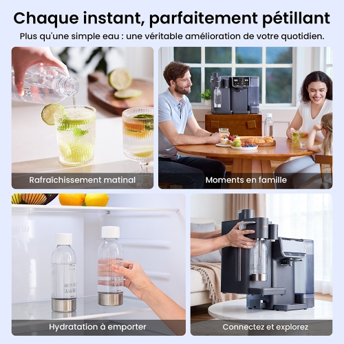 JIMMY Matrix S9 Machine À Eau Gazeuse Froide,100W,0,5 L x 2 Bouteille d'eau Gazeuse  Capacité,Compatible Matrix M9 Pro-Gris