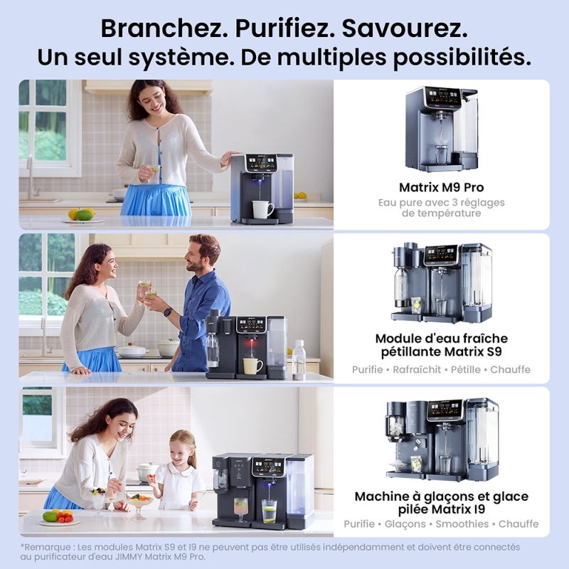 JIMMY Matrix S9 Machine À Eau Gazeuse Froide,100W,0,5 L x 2 Bouteille d'eau Gazeuse  Capacité,Compatible Matrix M9 Pro-Gris
