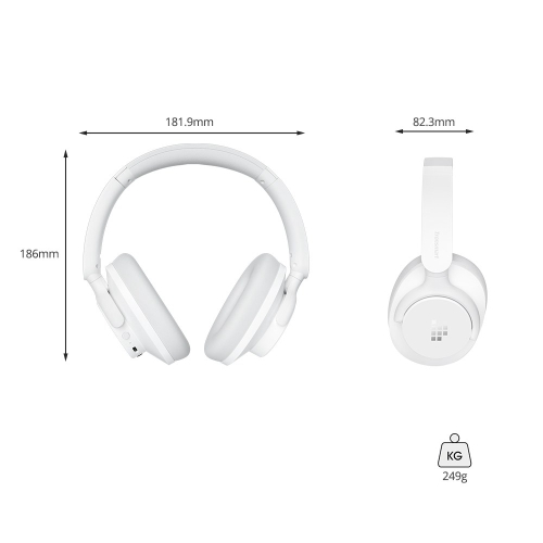 Tronsmart SOUNFII Q20S Casque ANC Hybride Blanc | Audio Hi-Res, 60h