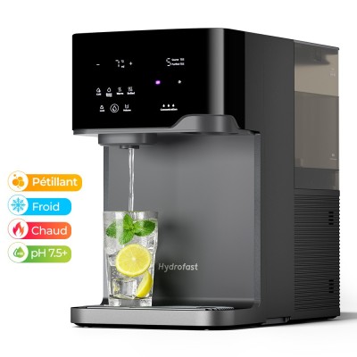 Hydrofast C300 RO Purificateur d'eau de comptoir, distributeur d'eau glacée et pétillante, filtration en 6 étapes