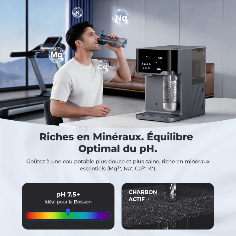 Hydrofast C300 RO Purificateur d'eau de comptoir, distributeur d'eau glacée et pétillante, filtration en 6 étapes
