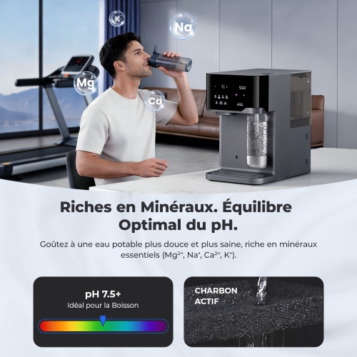 Hydrofast C300 RO Purificateur d'eau de comptoir, distributeur d'eau glacée et pétillante, filtration en 6 étapes