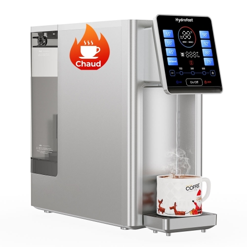 Hydrofast W100 Purificateur d'eau pour comptoir – 8 températures, filtration 6 étapes RO + UV, réservoir 4 L