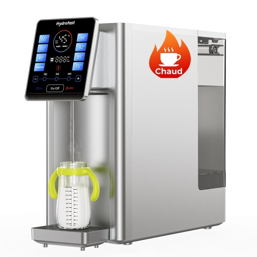 Hydrofast W100 Purificateur d'eau pour comptoir – 8 températures, filtration 6 étapes RO + UV, réservoir 4 L