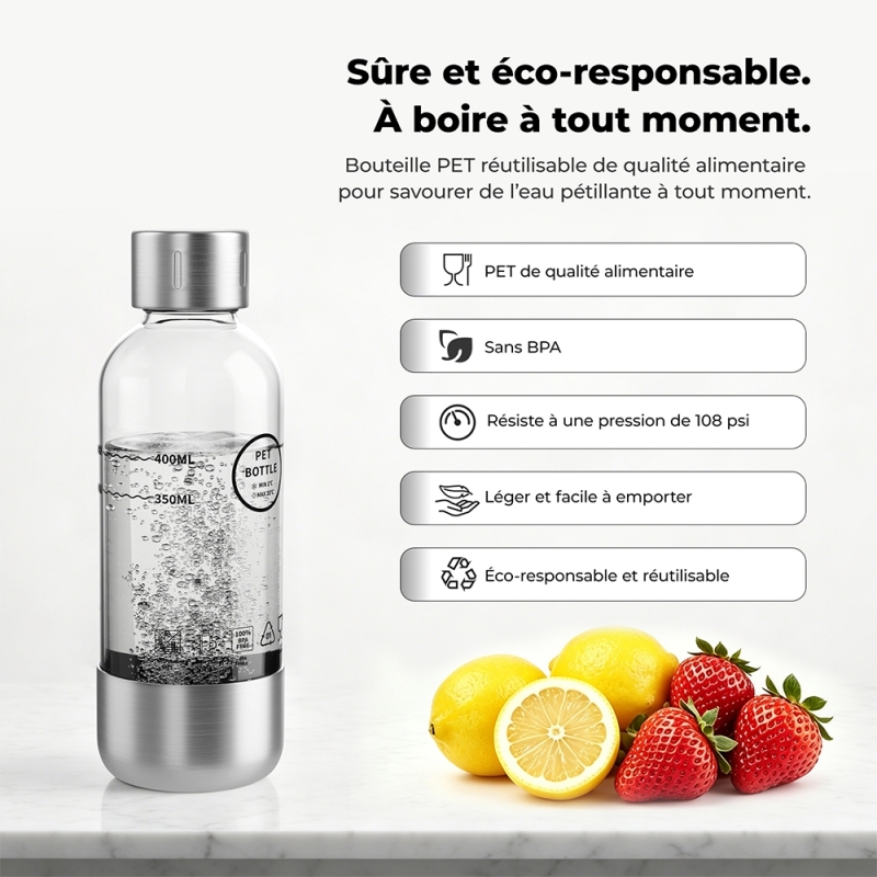 Hydrofast BUB01 Bouteille de Gazéification 400 ml | Sans BPA